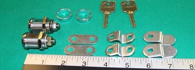 2 x Medeco 7/8" long cam locks w/ 2 keys & extra mounting hardware - for 1 price - Image 1 of 4