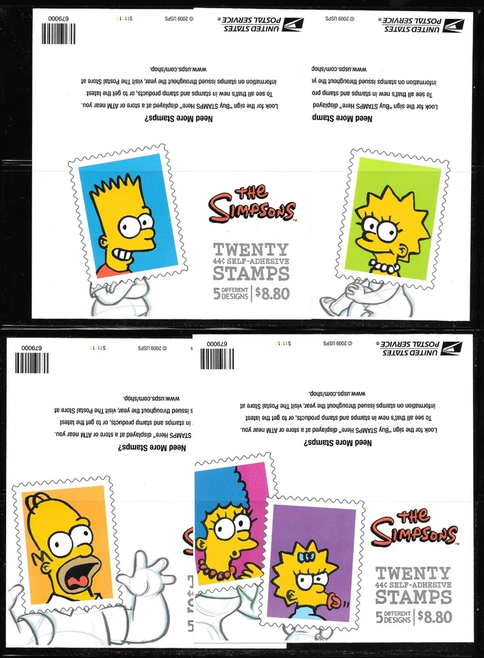 Sc# 4403b ALL 4 Varieties Simpsons Convertible Booklets of 20--Flawless! MNH - Image 1 of 2