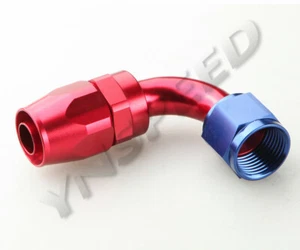 90 Degree AN4 4AN AN-4 Swivel Oil Fuel Line Hose End Fitting Aluminum Red/Blue - Picture 1 of 5