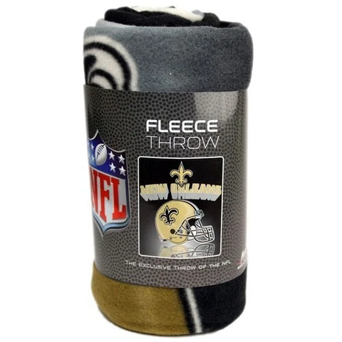 NEW ORLEANS SAINTS Blanket Fleece Throw NFL Grid Iron Style NEW NWT Cover