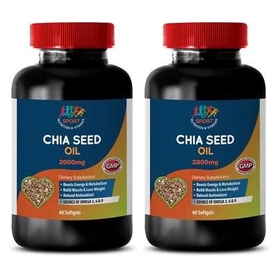 Omega 3 - Óleo de semente de chia 2000 - Semente de chia orgânica - Não transgênica - 2 bot 120 ct - Imagem 1 de 2