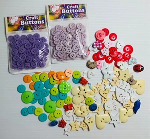 Novelty Buttons Sewing Craft Mixed Plastic Bundle LOT - Picture 1 of 5