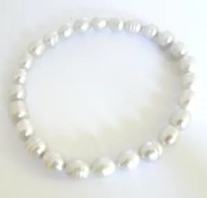 Bracciale Elastico Honora Coltivato Argento Colore Grigio Perle 6 MM - Foto 1 di 1