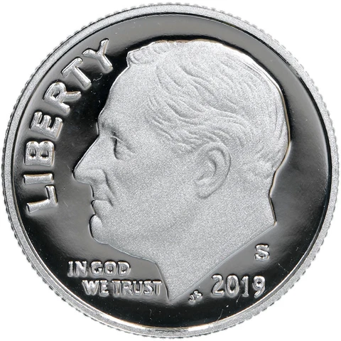 2019 S Roosevelt Dime Gem Deep Cameo 99.9% Silver Proof US Coin Cover