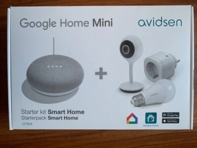 Google Home mini + webcam Advisen domotica + lampadina domotica + kit presa  - Imagen 1 de 4