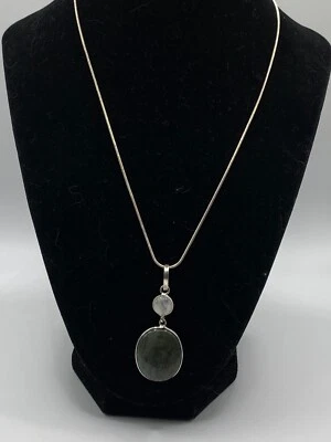 labradorite and moonstone pendant with silver chain - Image 1 of 4