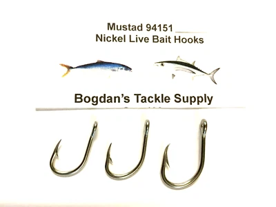 75 ganchos de cebo Mustad 94151N en 1/0 2/0 4/0 25 piezas. cada cebo vivo de pico fuerte 3 unidades Foto 1 de 4