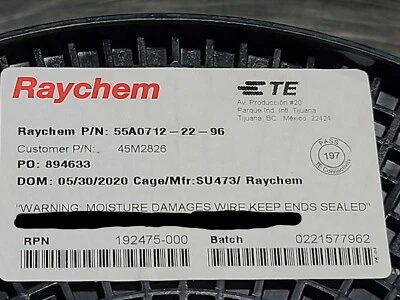 Raychem/TE 55A0712-22-96 #22awg Dual XL-ETFE Spec 55 Silver Coated Wire /50ft Foto 1 de 4
