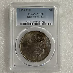 1878 7TF reverso de dólar de plata Morgan 1878 AU58 con tonificación gnumismático - Imagen 1 de 6