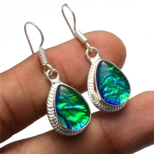 Orecchini australiani tripletta opale pietra preziosa argento 925 gioielli fa... - Foto 1 di 4