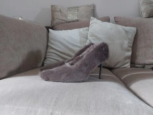 Zara Bnwt Faux Fur Stiletto Heel Shoes Size Uk 7 - Picture 1 of 5