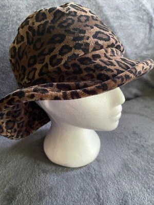 Vintage BEN BERGER Luxury Collection Women's Faux Fur Leopard Print Bucket HAT - Image 1 of 4