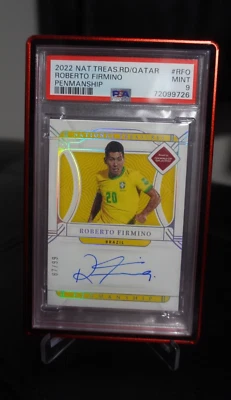2022 National Treasures World Cup ROBERTO FIRMINO AUTO ON CARD PSA 9 - Image 1 of 3