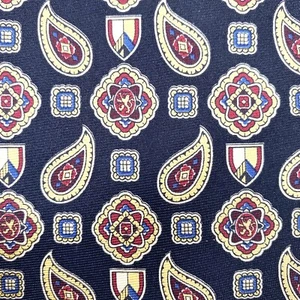 Tommy Hilfiger 100% Silk Mens Printed Paisley Neck Tie Black Gold Made in USA - Picture 1 of 9