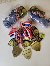 Crown Softball Award Medals with Neck Ribbon New Lot of 30 pre-owned.