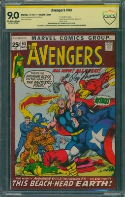 Avengers #93 CBCS 9.0 ⭐ DOUBLE COVER SIGNED ⭐ Kree Skrull War Begins Marvel 1971 - Image 1 of 4