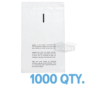 1000 19x24 Self Seal Suffocation Warning Clear Poly Bags 1.5 mil Free Shipping - Picture 1 of 2