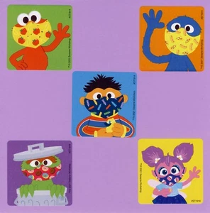 10 Sesame Street in Maschere - Adesivi Grandi - Elmo, Grover, Ernie, Oscar, Abby - Foto 1 di 1