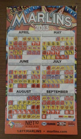 Miami Marlins Magnetic Schedule 2013 - L1 - Fast Shipping Cover