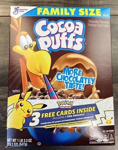 NEW General Mills Cocoa Puffs Cereal Pokemon 25th Anniversary Box With Cards - Picture 1 of 3