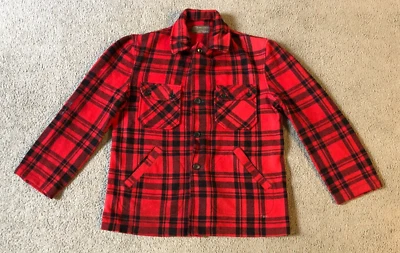 VTG 50s Merrill Woolens Men's Mackinaw Plaid Wool Shirt Jacket - Size M/L - Image 1 of 4