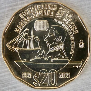 MEXICO_20 Pesos 2021_Bicentennial of Mexican Navy_Bi-Metall_unc_lose - Bild 1 von 2