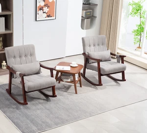Modern Upholstered Rocking Chair Single Sofa Seat Accent Rocker Armchair Massage - Picture 1 of 7