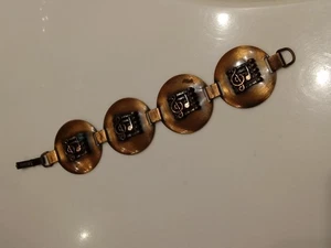 1940er Jahre Kupfer Scheibe Musik Note Panel Armband 7 Zoll - Bild 1 von 4