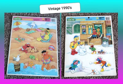 🟪 Lote de 2 marcos bandeja calle Sésamo incrustaciones rompecabezas Big Bird Elmo Bert & Ernie Foto 1 de 4