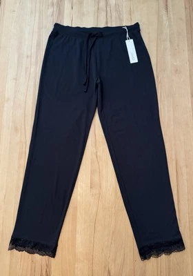 Neu Esprit Stretch Baumwolle Pyjama Hose Mit Spitze Gr.42 Schwarz - Bild 1 von 4