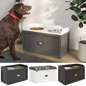 PawHut Edelstahl erhöhter Hundenapf mit 21L Aufbewahrungsschublade, für große Hunde - Bild 1 von 45