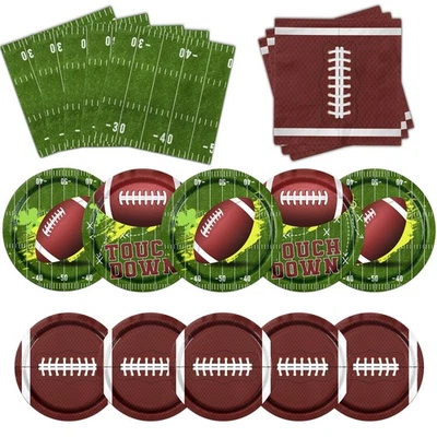 101 piezas suministros para fiestas de fútbol sirven 25, platos y servilletas de papel de fútbol, ​​foo... Foto 1 de 4