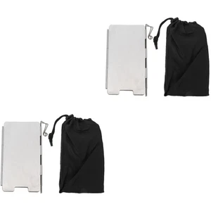 2 Sets Windshield Alloy Folding Windscreen Portable Cooking Outdoor - Picture 1 of 12