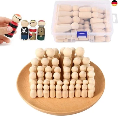 MARKE ZAWTR ZAWTR 50 Stück Holzfiguren zum Bemalen, Spielfiguren Holz Familie Figuren