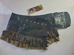 Neu mit Etikett RQ-BL SteamPunk Punk Cyber Rave sexy schwarz braun Minirock freie Größe - Bild 1 von 10