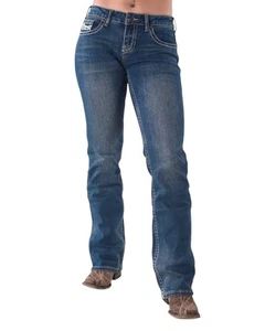 Cowgirl Tuff Co Bootcut Denim Jeans Size 28 Blue Medium Wash Western Farm Rodeo - Picture 1 of 10