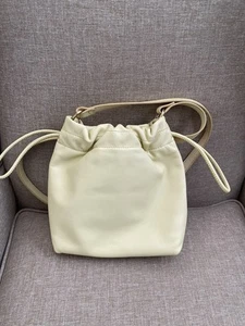 Fossil Small Drawstring Shoulder Bag In Pastel Lemon Leather - Picture 1 of 7