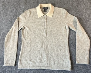 Jones New York, 100% Kaschmir, 1/4 Knopf, Pullover grau/beige, Gr. MEDIUM - Bild 1 von 6