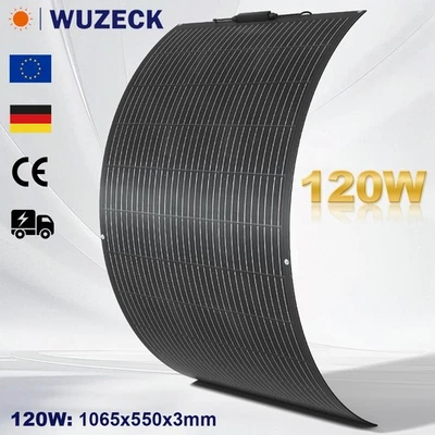 Solarmodul 120W Flexibel Solarpanel Mono Balkonkraftwerk für Wohnmobil - Schwarz - Bild 1 von 4