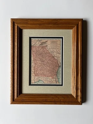 1898 GEORGIA State Map by Mathews-Northrup Co, Framed/Dbl Mat, SEE DESCRIPTION - Image 1 of 4