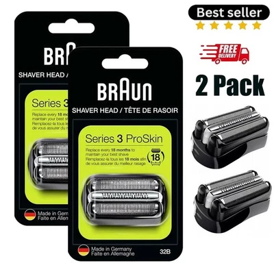 New 2Pack Braun Series 3 32B Shaver Replacement Head ProSkin Electric Shavers