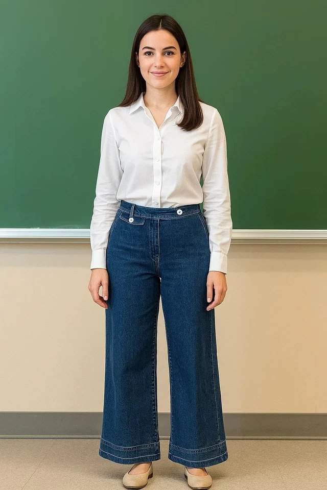 Pantalón Gibson Latimer City cintura alta lavado oscuro frente plano talla 14 Foto 1 de 4