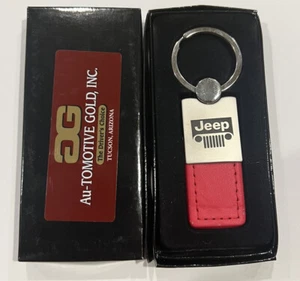 JEEP Logo Pink Leather & Metal Keychain NEW IN BOX - Picture 1 of 1
