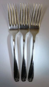 Set of 3 Vintage 1847 ROGERS BROS DAFFODIL DINNER FORKS Silver Plated 7.5" Long - Picture 1 of 7