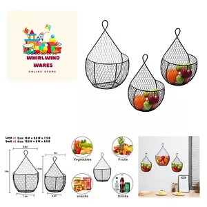 Metal Fruit And Vegetable Storage Hanging Basket Wall Mounted, Hanging Fruit ... - Picture 1 of 8