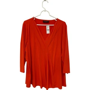 Lane Bryant Pullover Top Orange Womens 18/20 V Neck Knit 3/4 Sleeve Relaxed - Picture 1 of 12