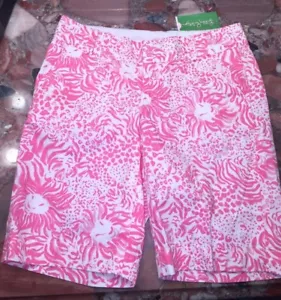 Lilly Pulitzer Chipper Get Spotted Twill Pink Bermuda Shorts Women's 0 NWT $80 - Picture 1 of 4