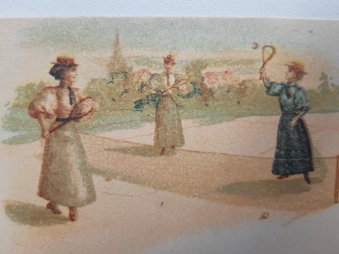 Antique French 1890's postcard Tennis  B Cover