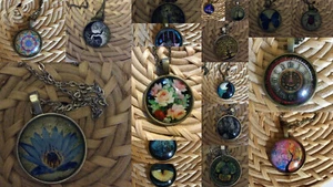 New Vintage Halskette Medaillon verschiedene Motive Bronze- od. Silberfarben Neu - Bild 1 von 48