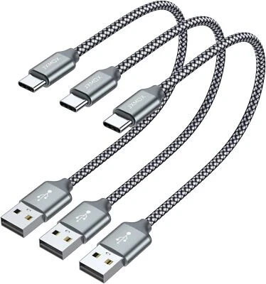 Short USB C Cable (1ft 3-Pack), USB A to Type-C Charger Cord 3.1A Fast Charging. - Image 1 of 4